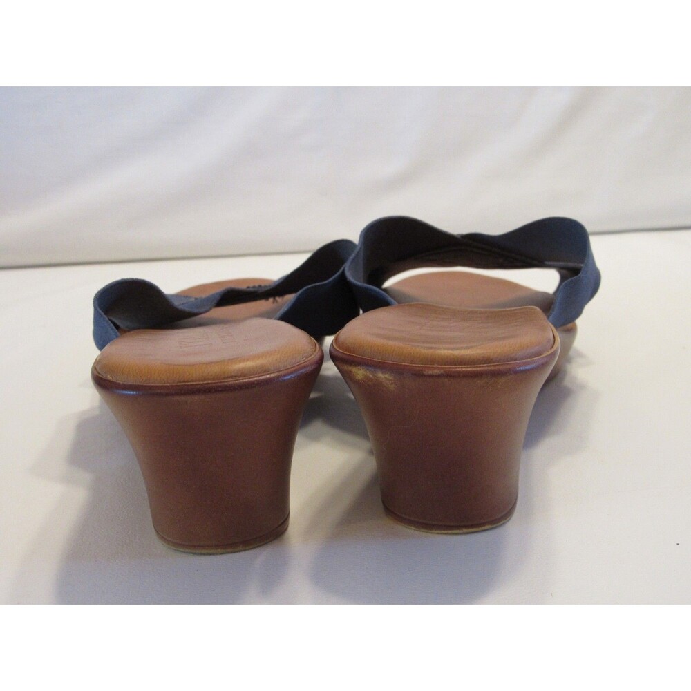 Italian Shoemakers Blue Cross Strap Slip On OpenToe Sandals with Beading 8.5 - Picture 5 of 13